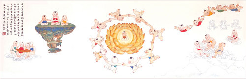 Tranh truyền thống Trung Quốc, ‘Anh hài’ của Chương Thúy Anh, (16,5" x 45"), 2004.